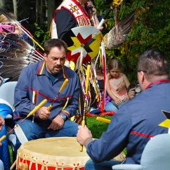 Indigenous drummers at the Beothuk Interpretation Centre